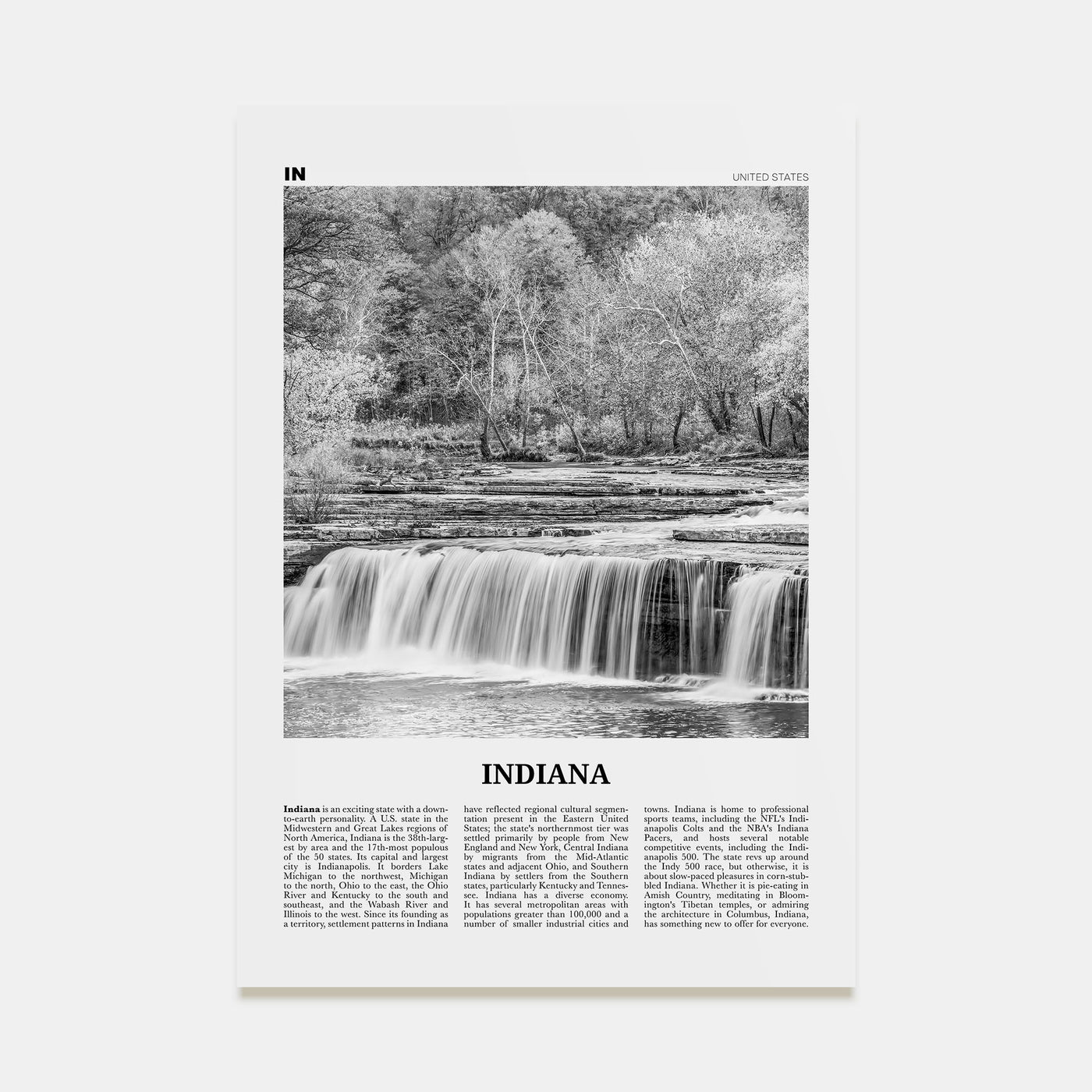 Indiana Travel B&W No 1 Poster
