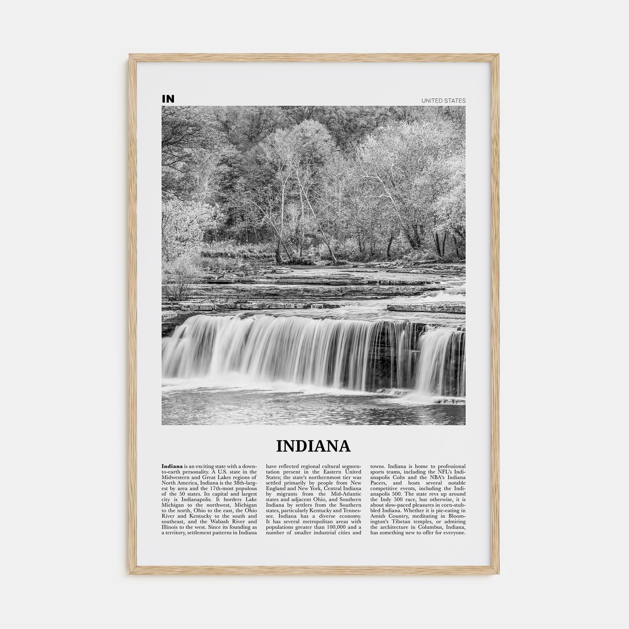 Indiana Travel B&W No 1 Poster