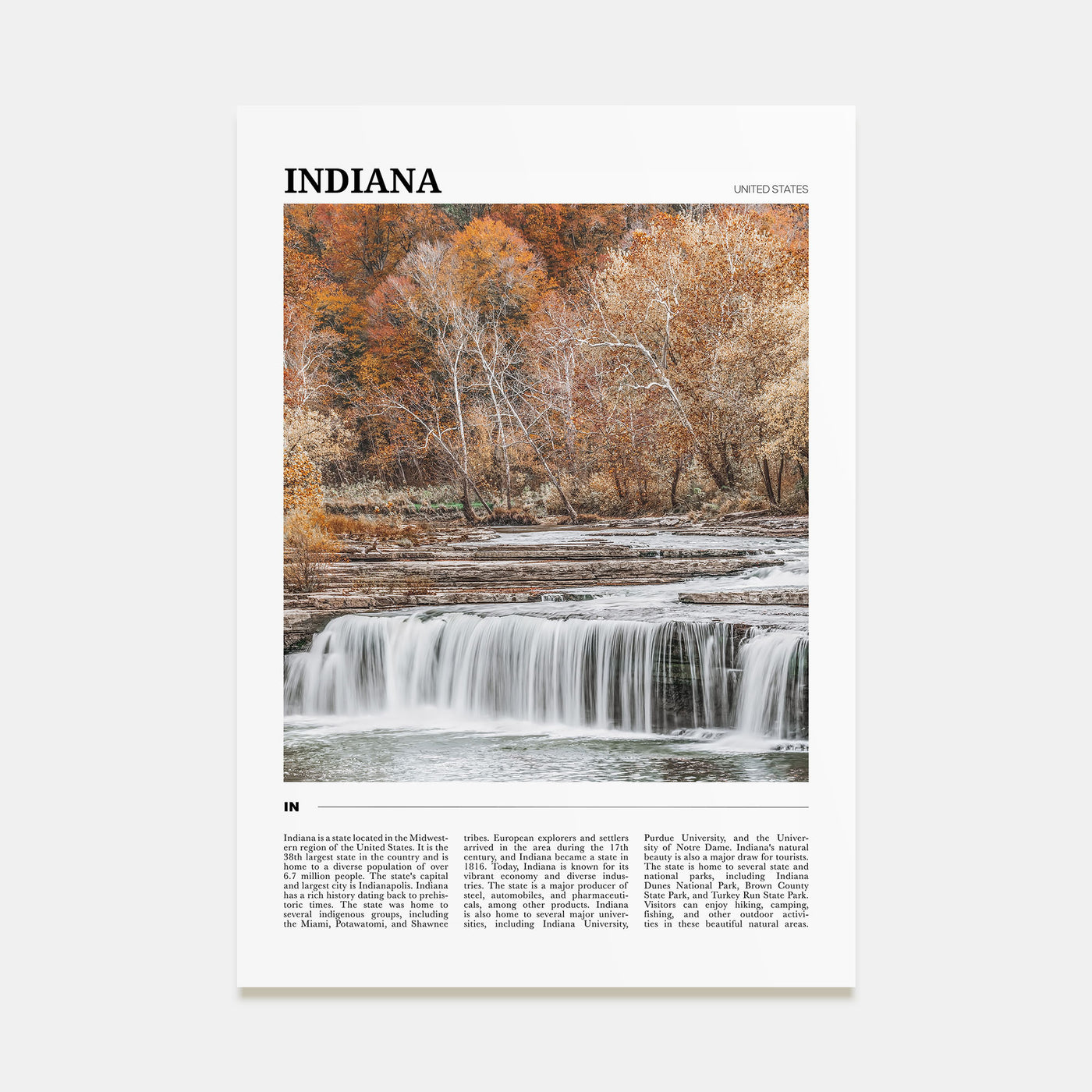 Indiana Travel Color Poster