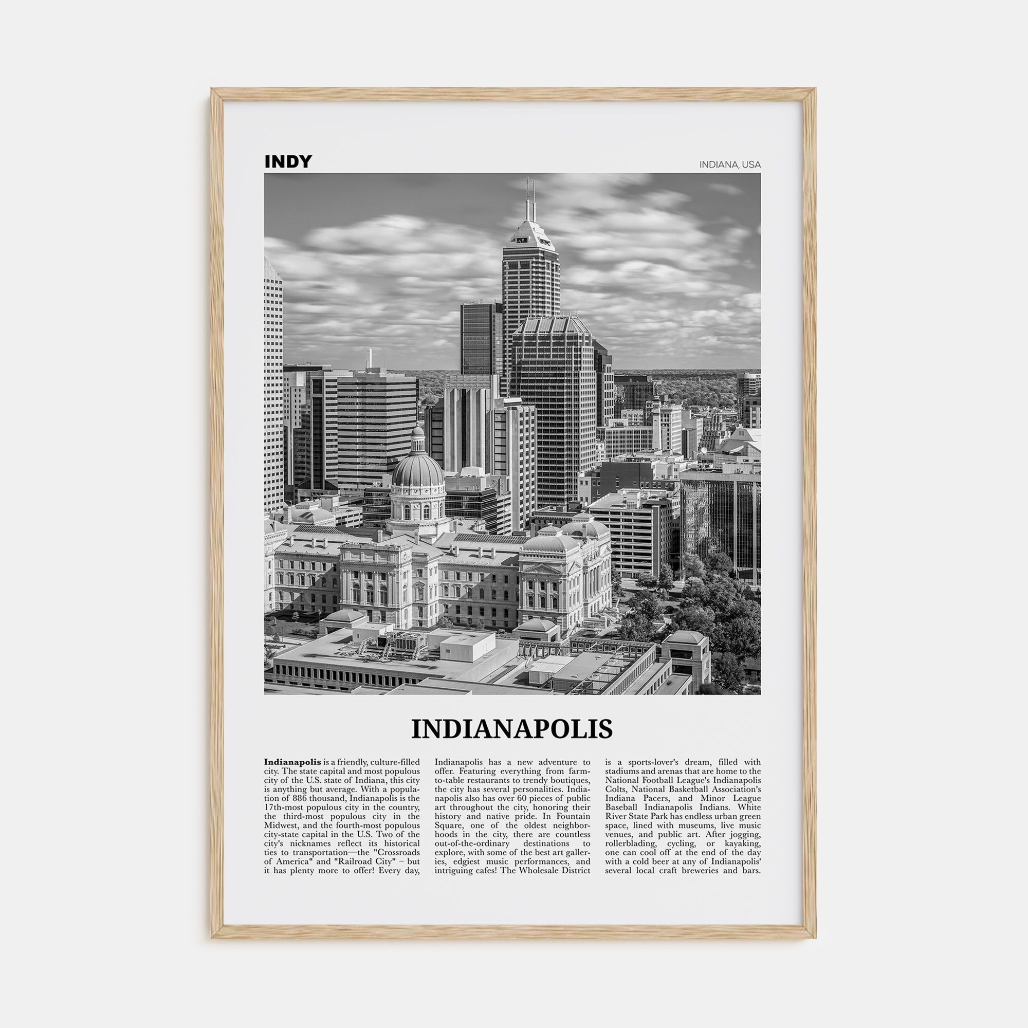 Indianapolis Travel B&W No 1 Poster