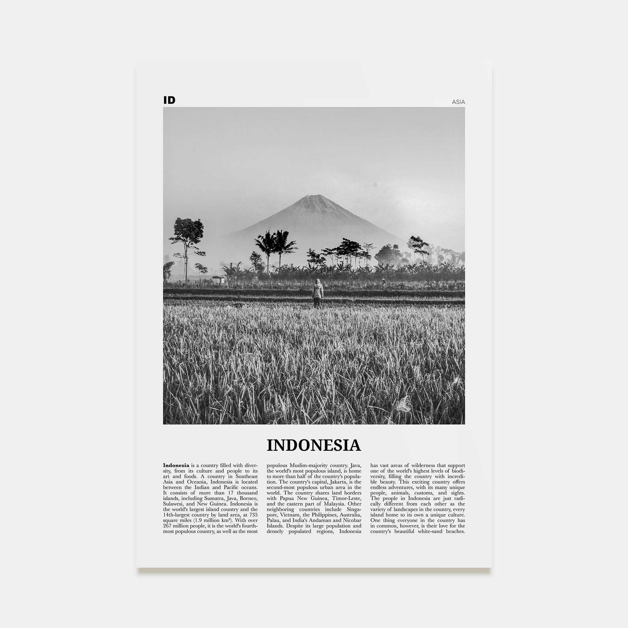 Indonesia Travel B&W No 1 Poster