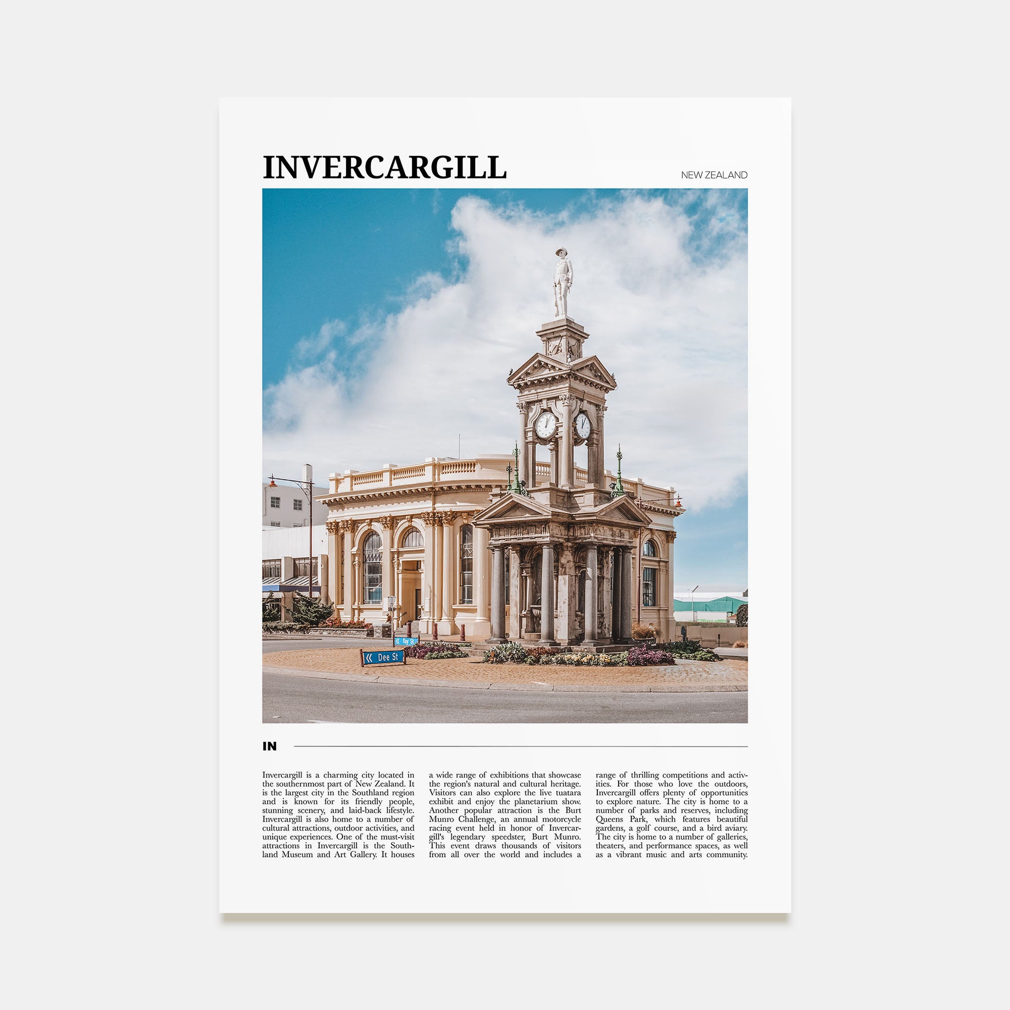 Invercargill Travel Color Poster