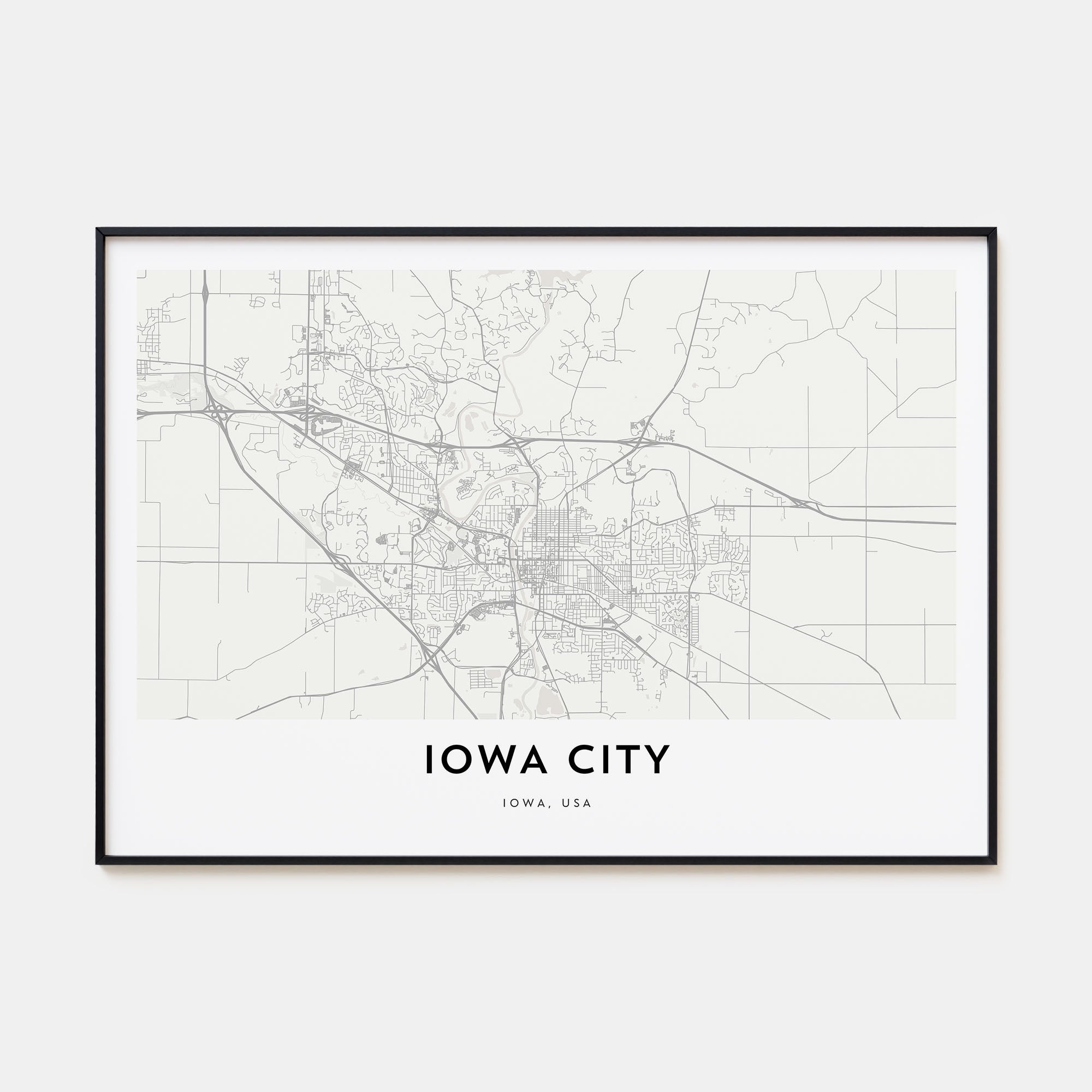Iowa City Map Landscape Poster