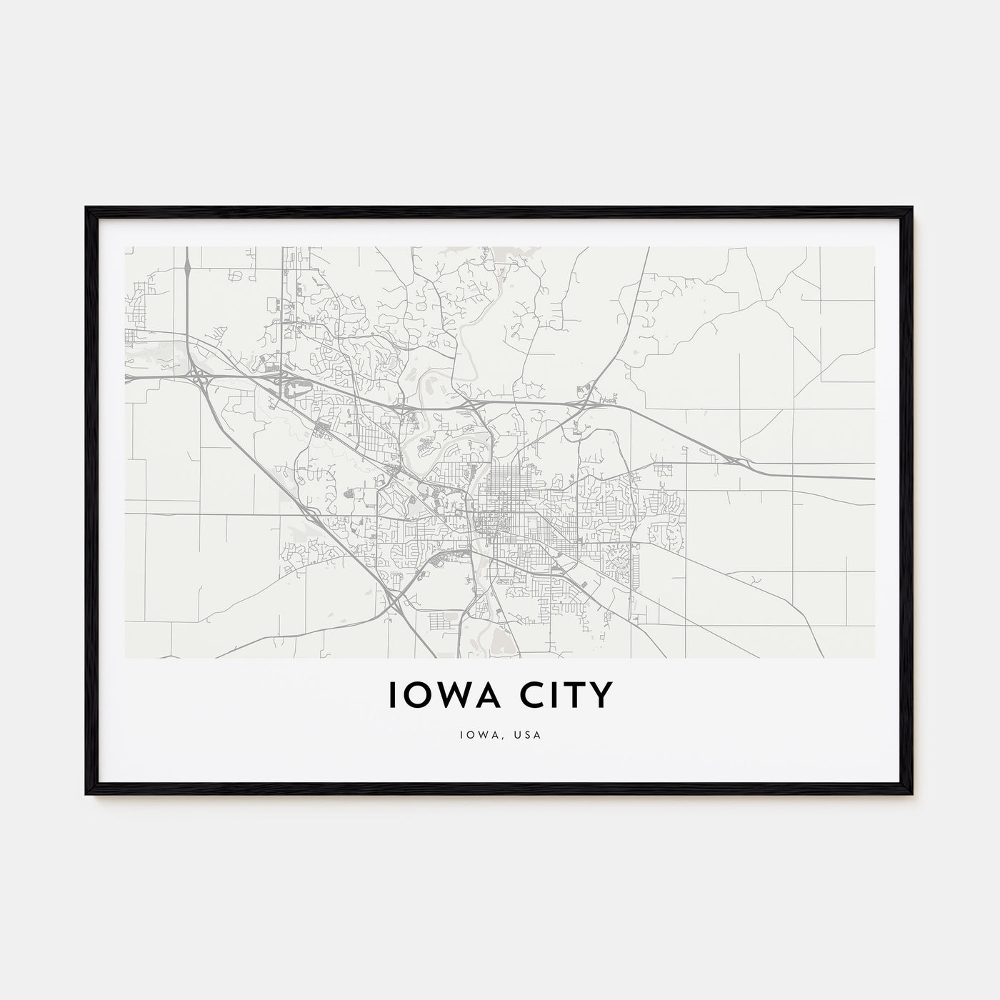 Iowa City Map Landscape Poster