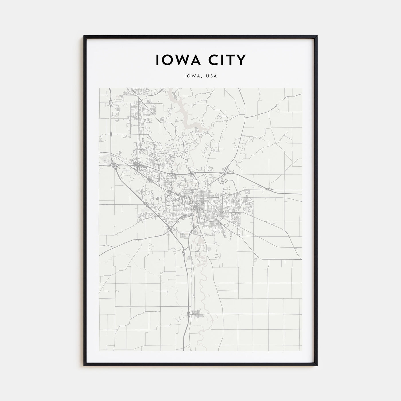 Iowa City Map Portrait Poster