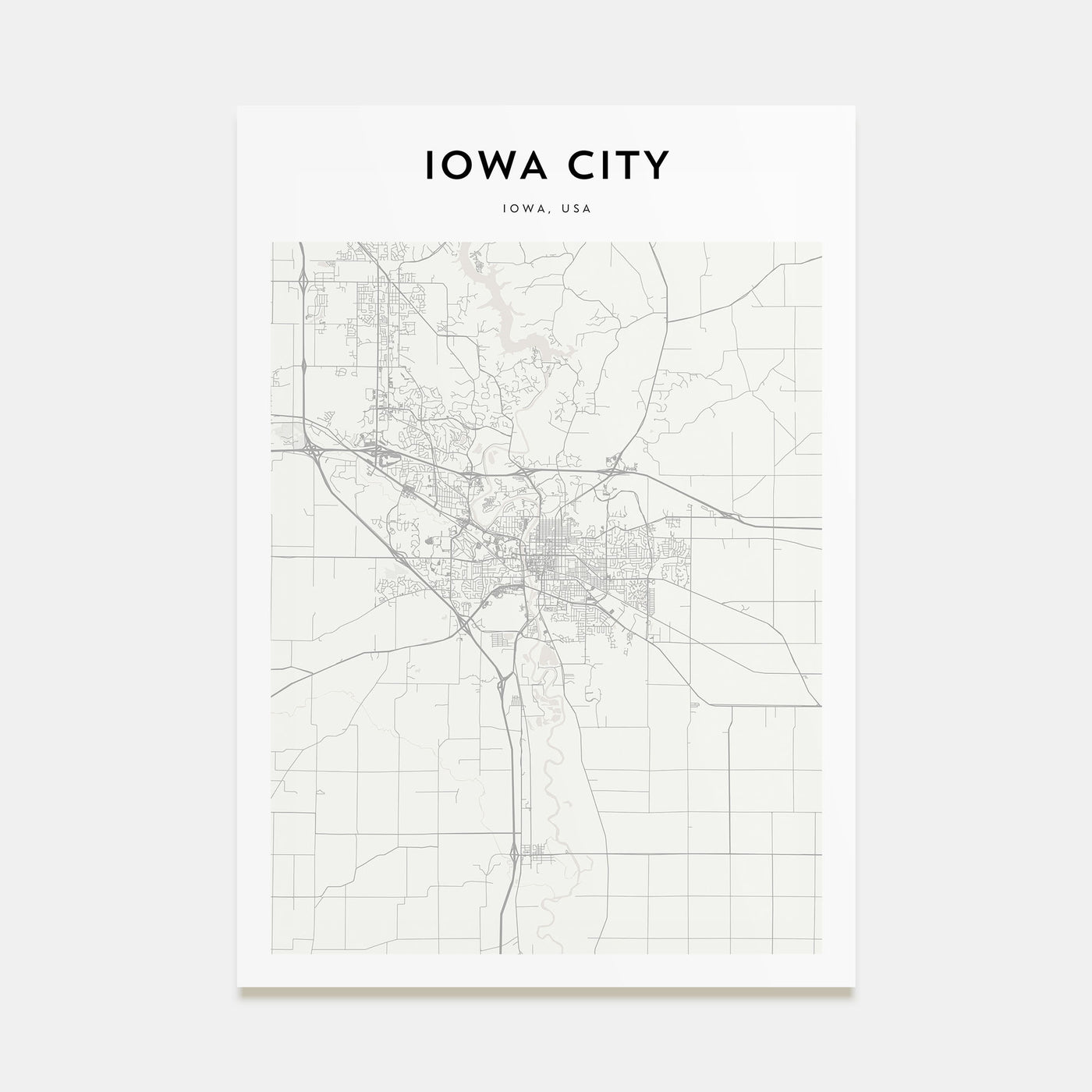Iowa City Map Portrait Poster