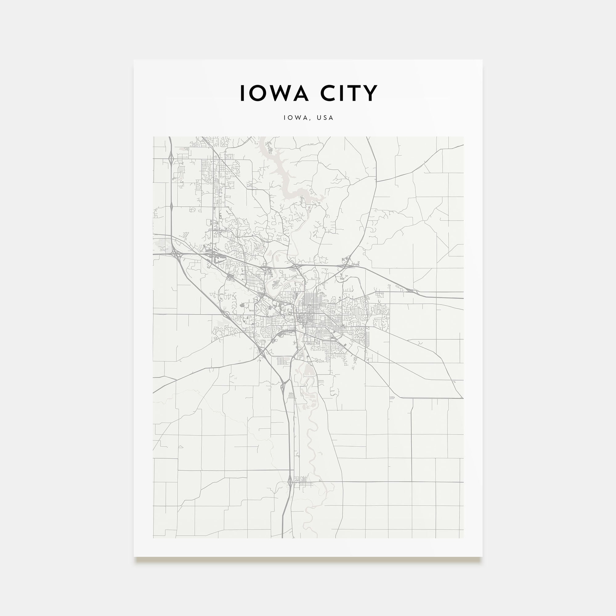Iowa City Map Portrait Poster