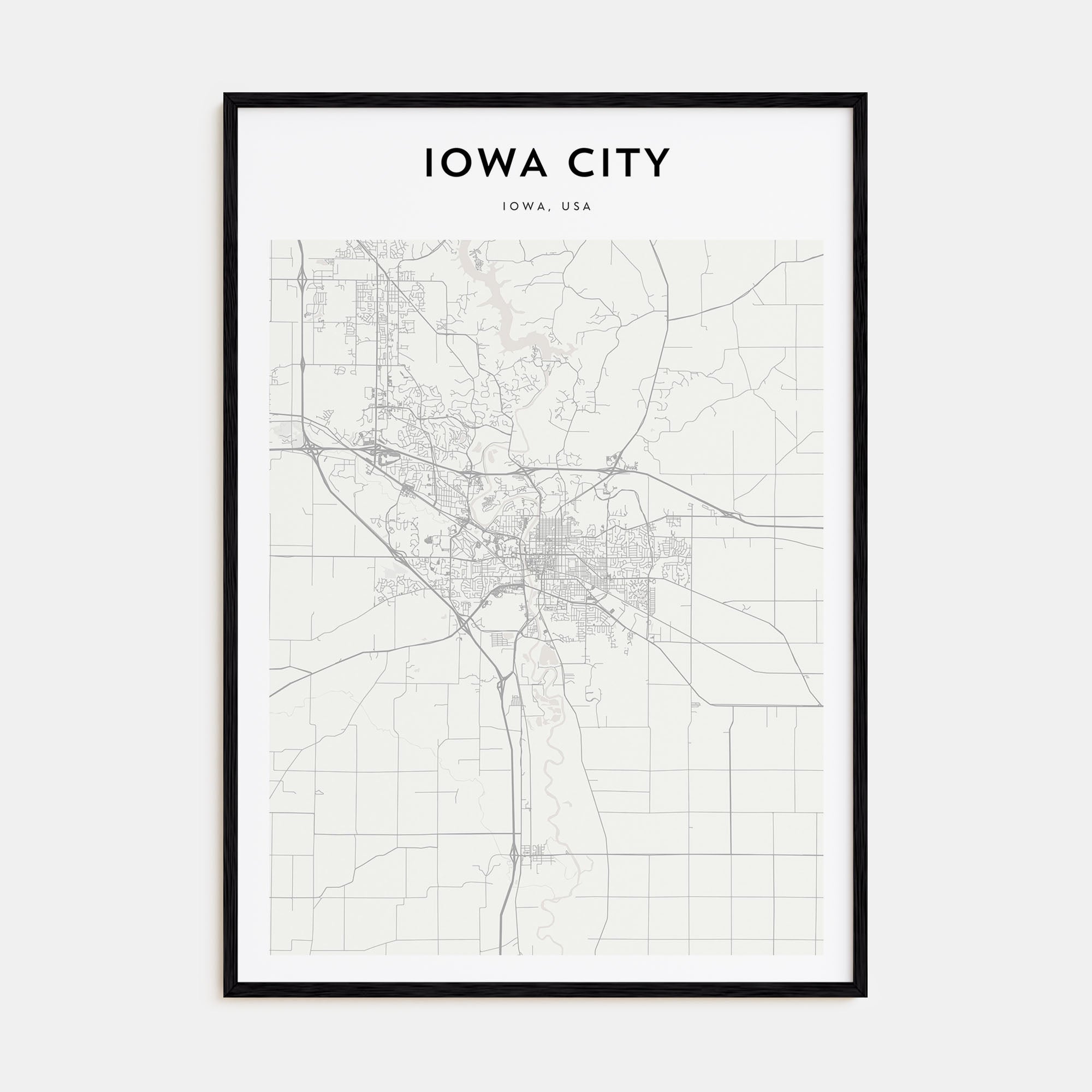 Iowa City Map Portrait Poster