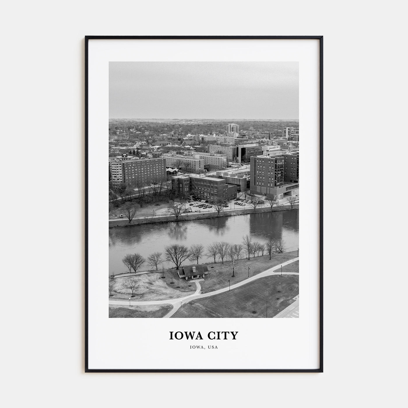 Iowa City Portrait B&W Poster