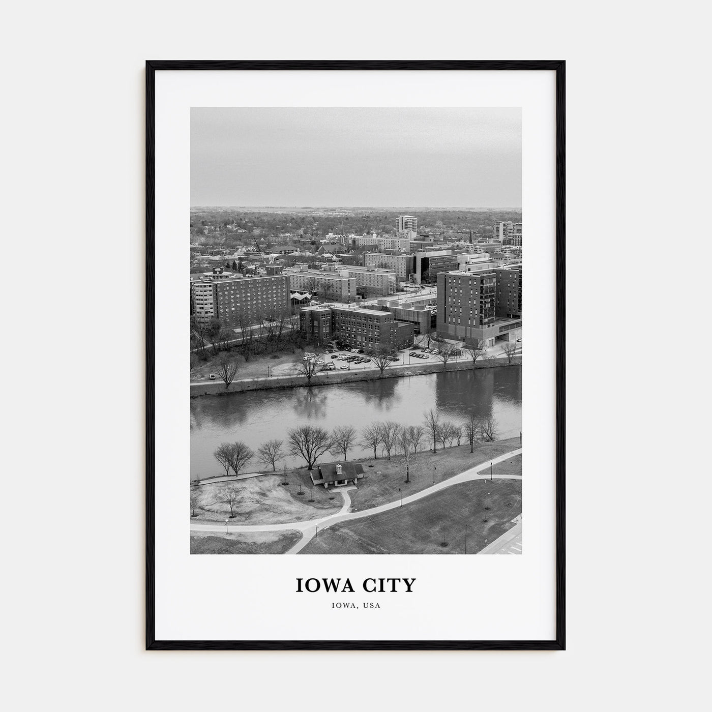 Iowa City Portrait B&W Poster