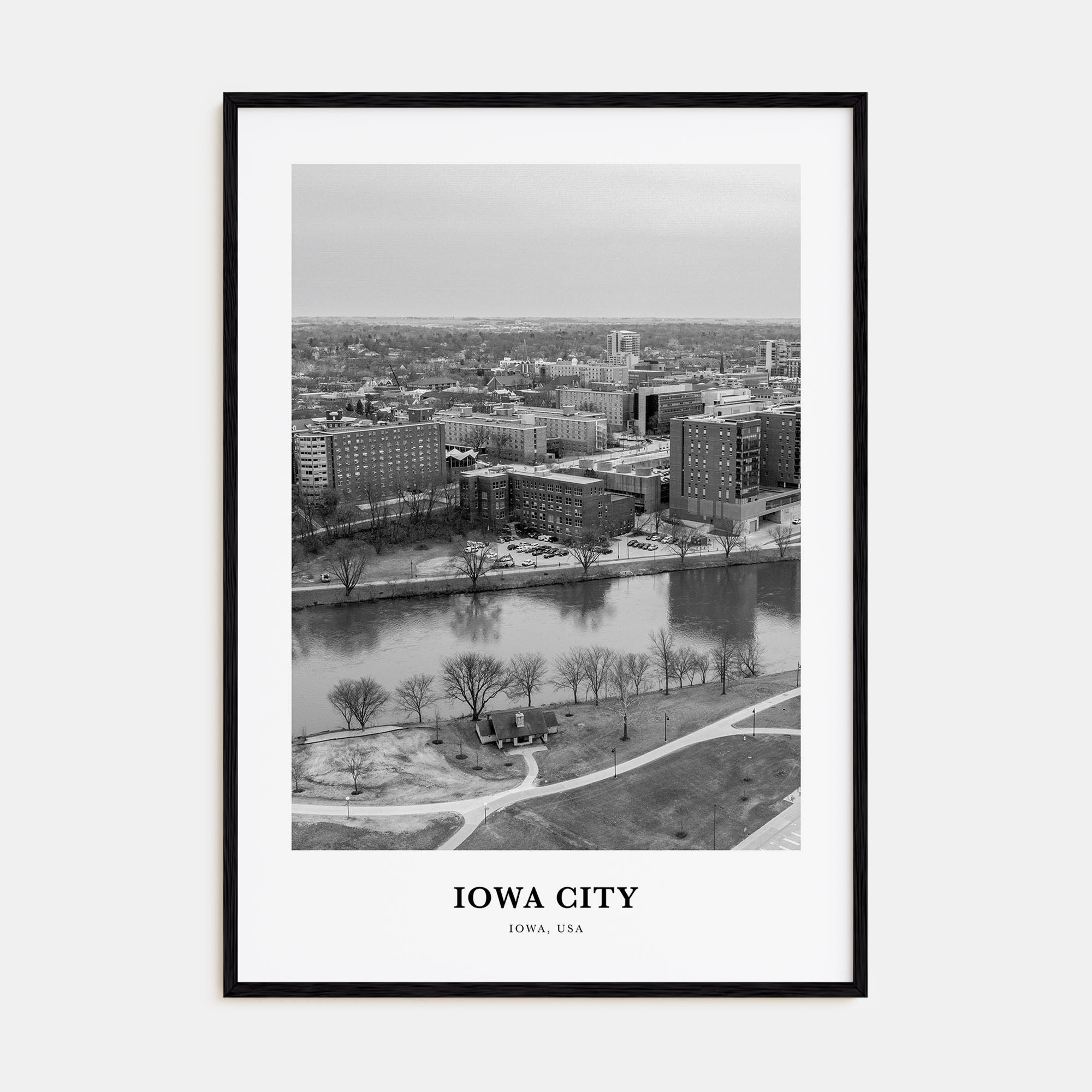 Iowa City Portrait B&W Poster