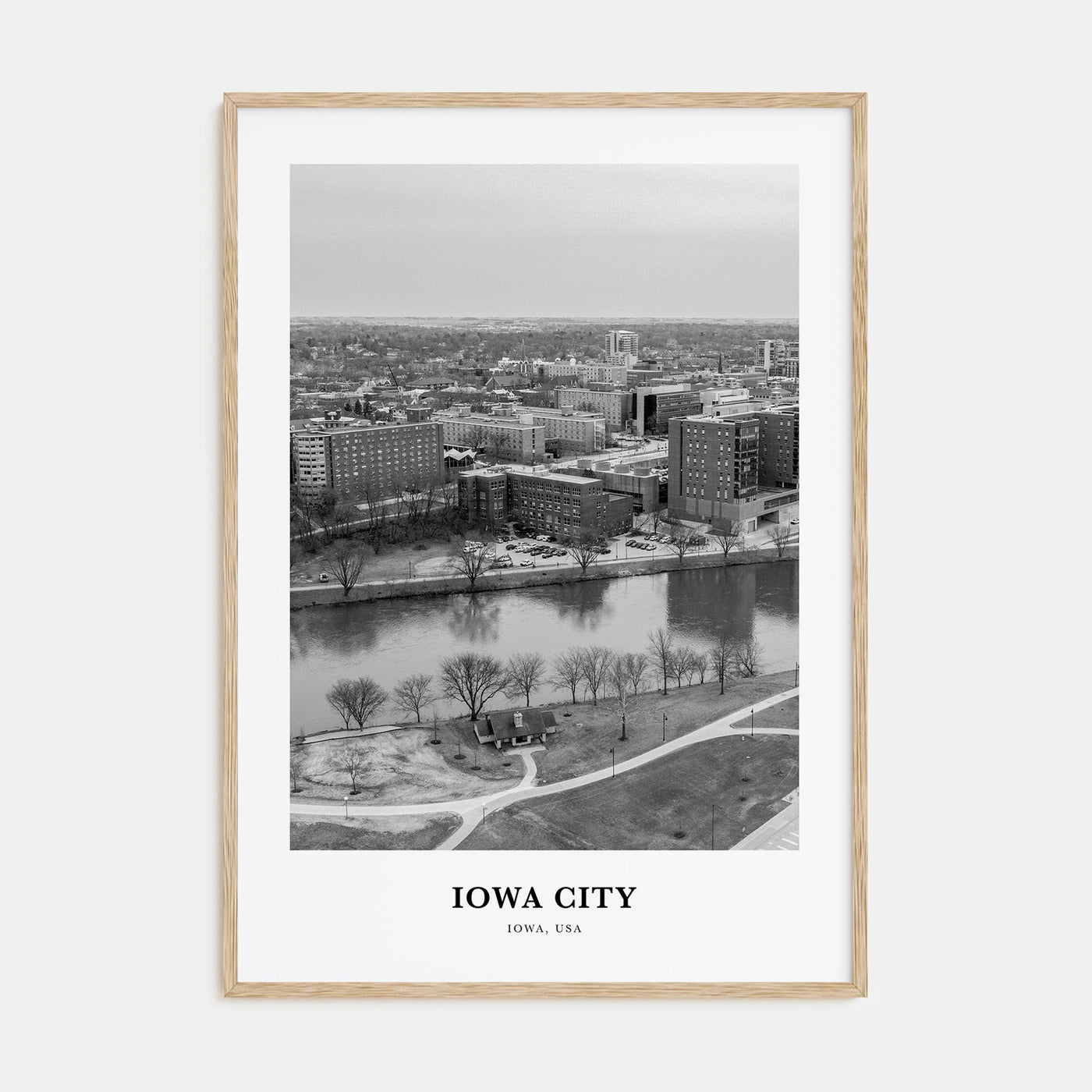Iowa City Portrait B&W Poster