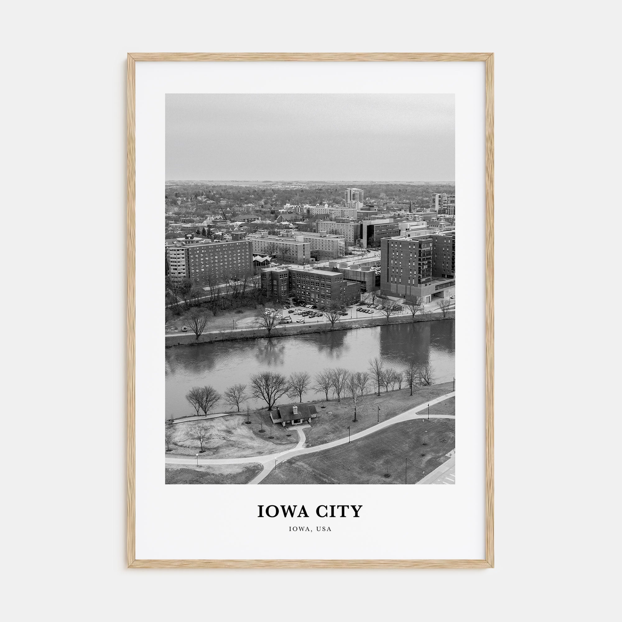 Iowa City Portrait B&W Poster