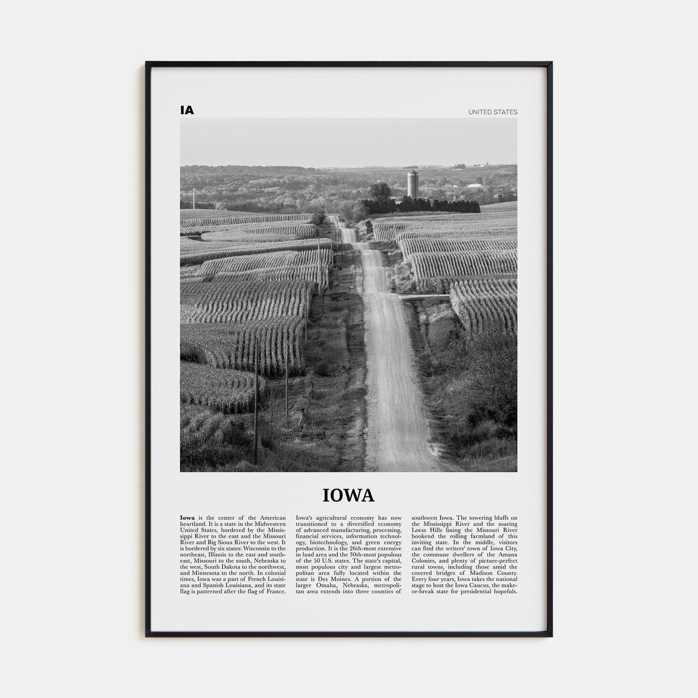 Iowa Travel B&W No 1 Poster