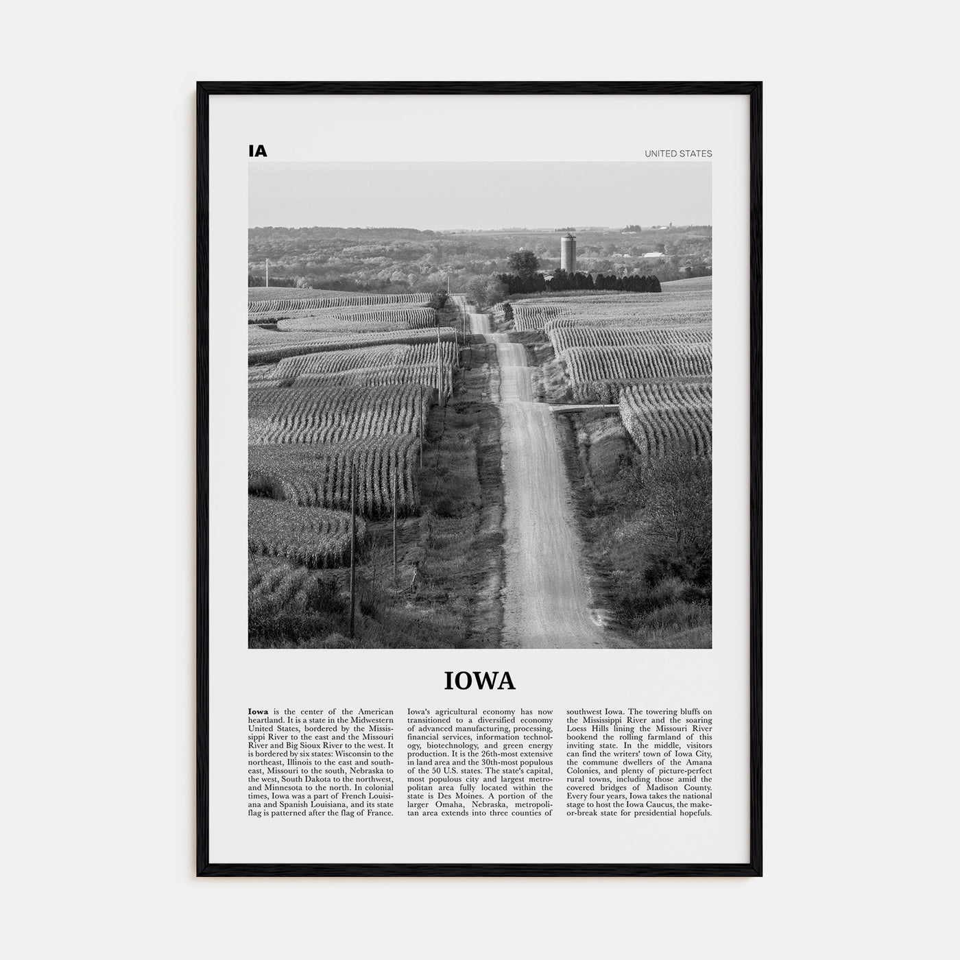 Iowa Travel B&W No 1 Poster