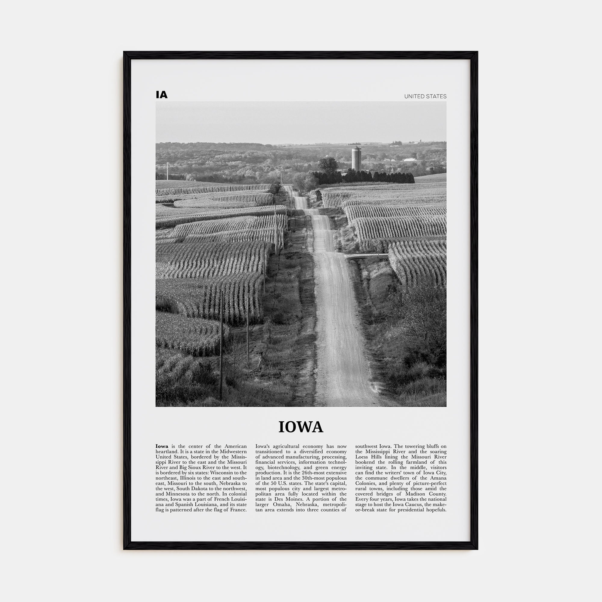Iowa Travel B&W No 1 Poster