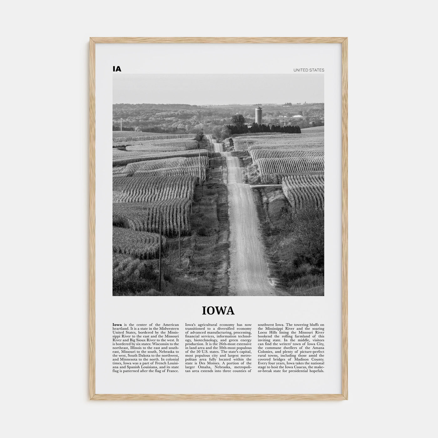 Iowa Travel B&W No 1 Poster