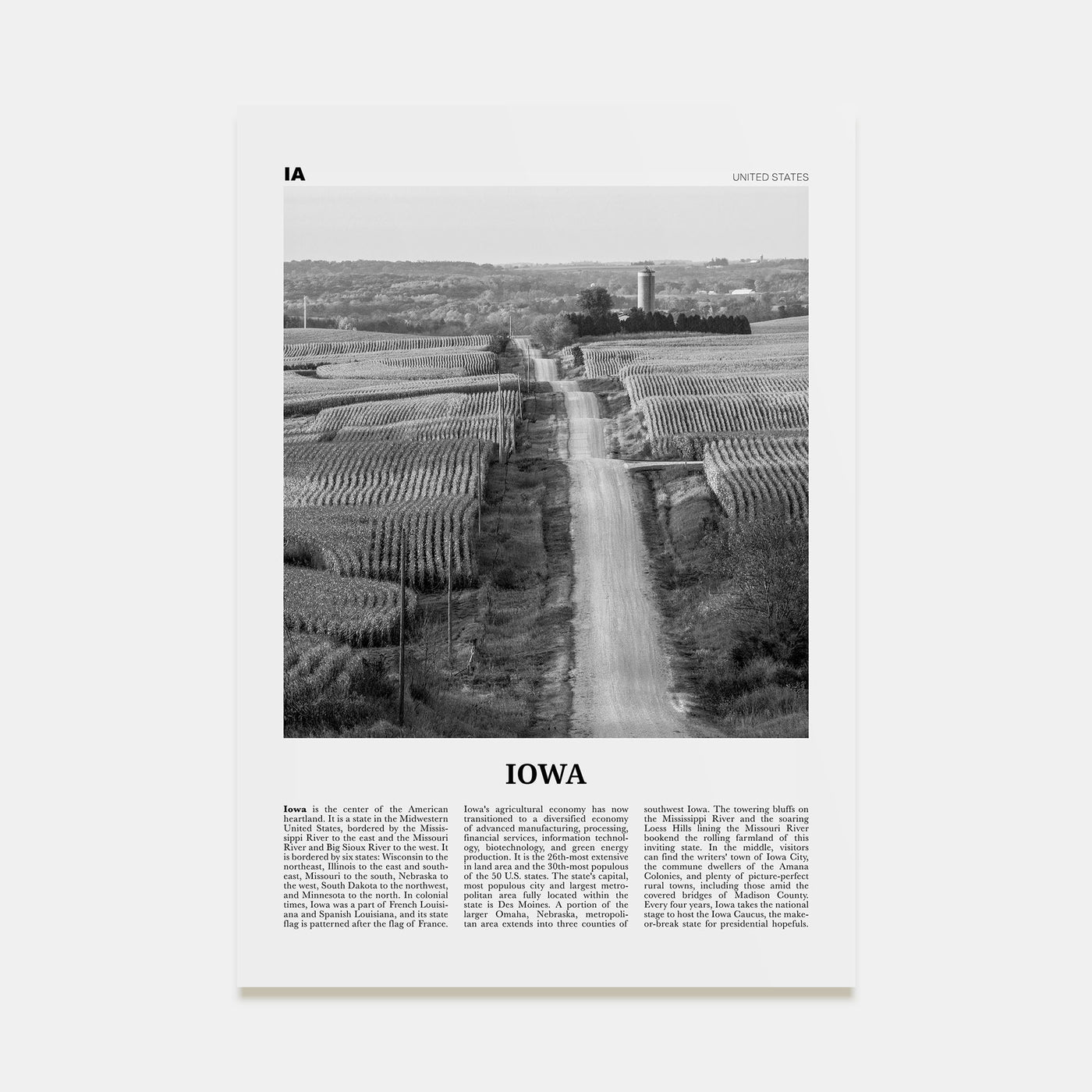 Iowa Travel B&W No 1 Poster