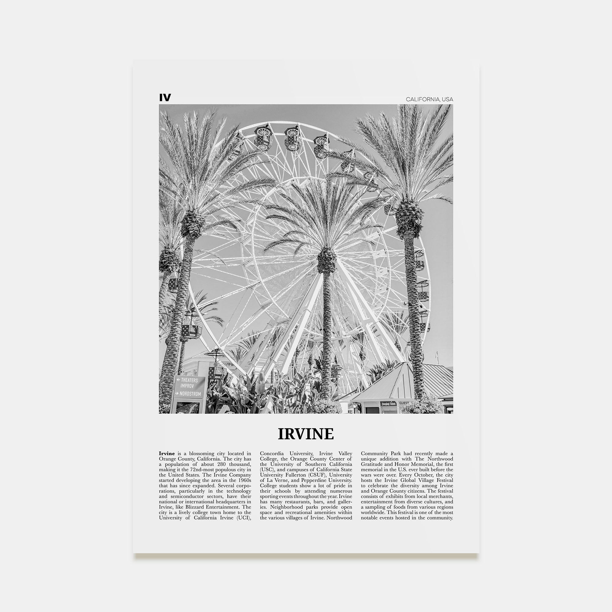 Irvine Travel B&W No 1 Poster