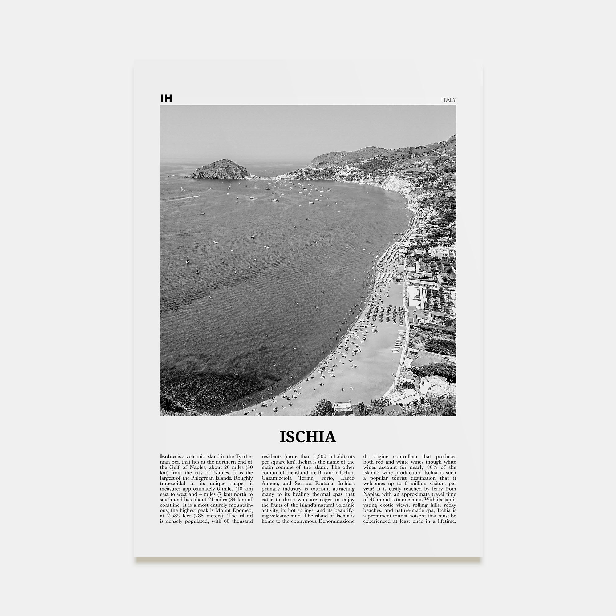 Ischia Travel B&W Poster