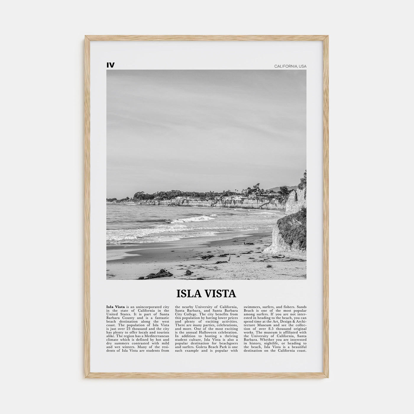 Isla Vista Travel B&W Poster
