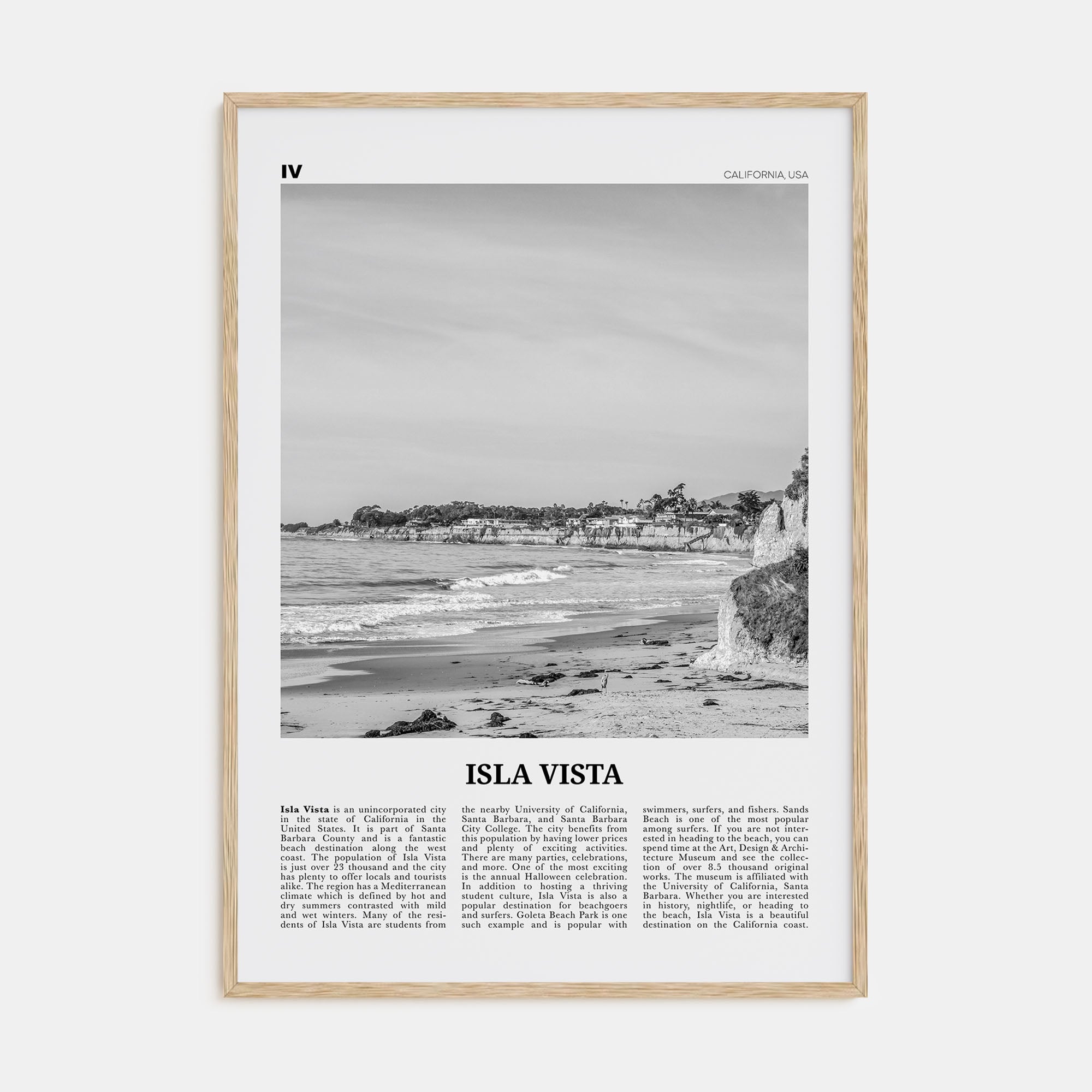Isla Vista Travel B&W Poster