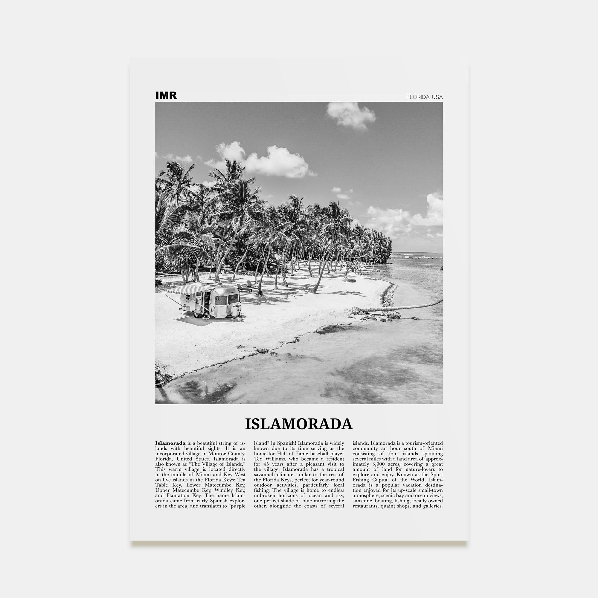 Islamorada Travel B&W Poster