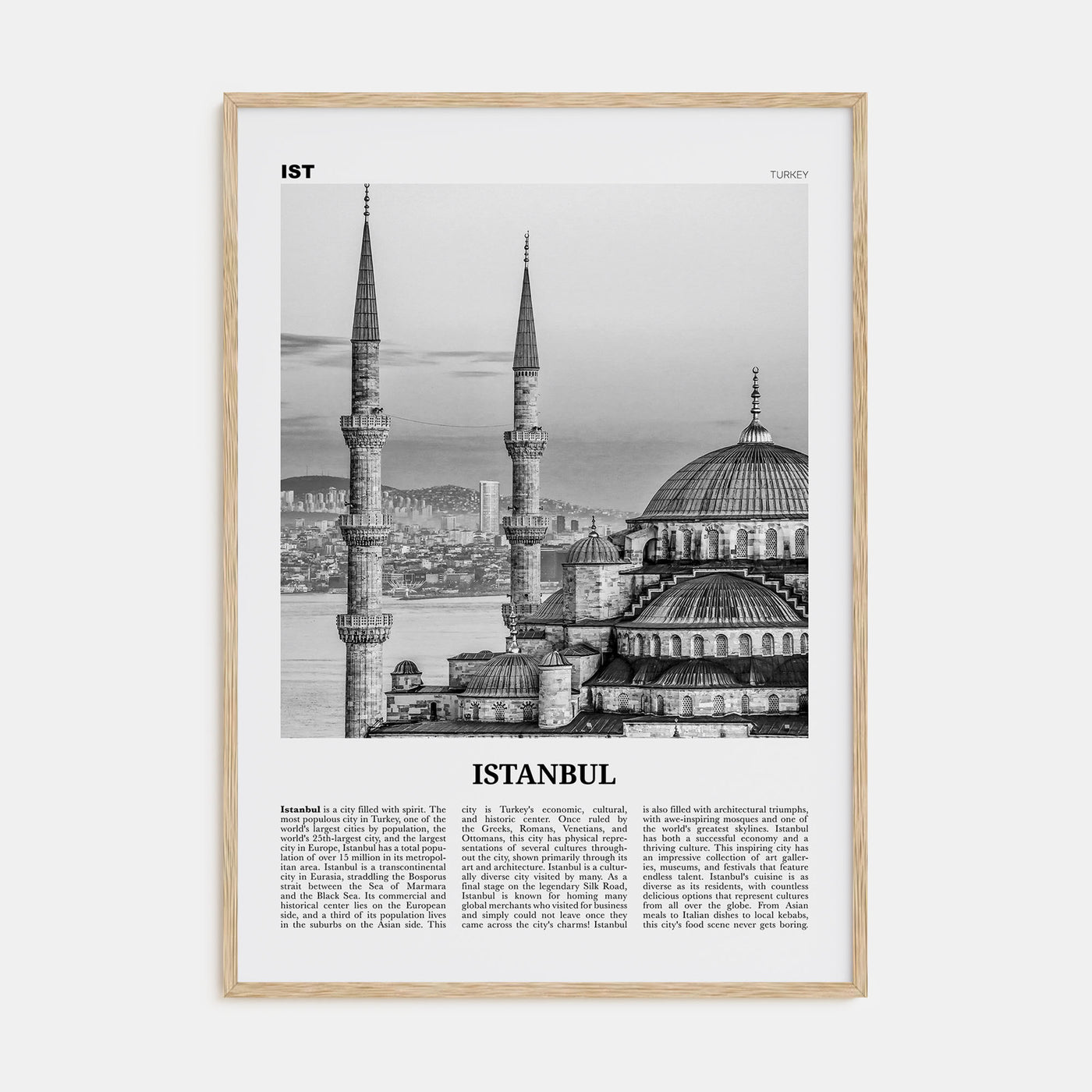 Istanbul Travel B&W No 1 Poster