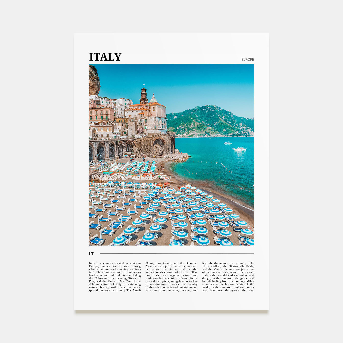 Italy Travel Color Poster