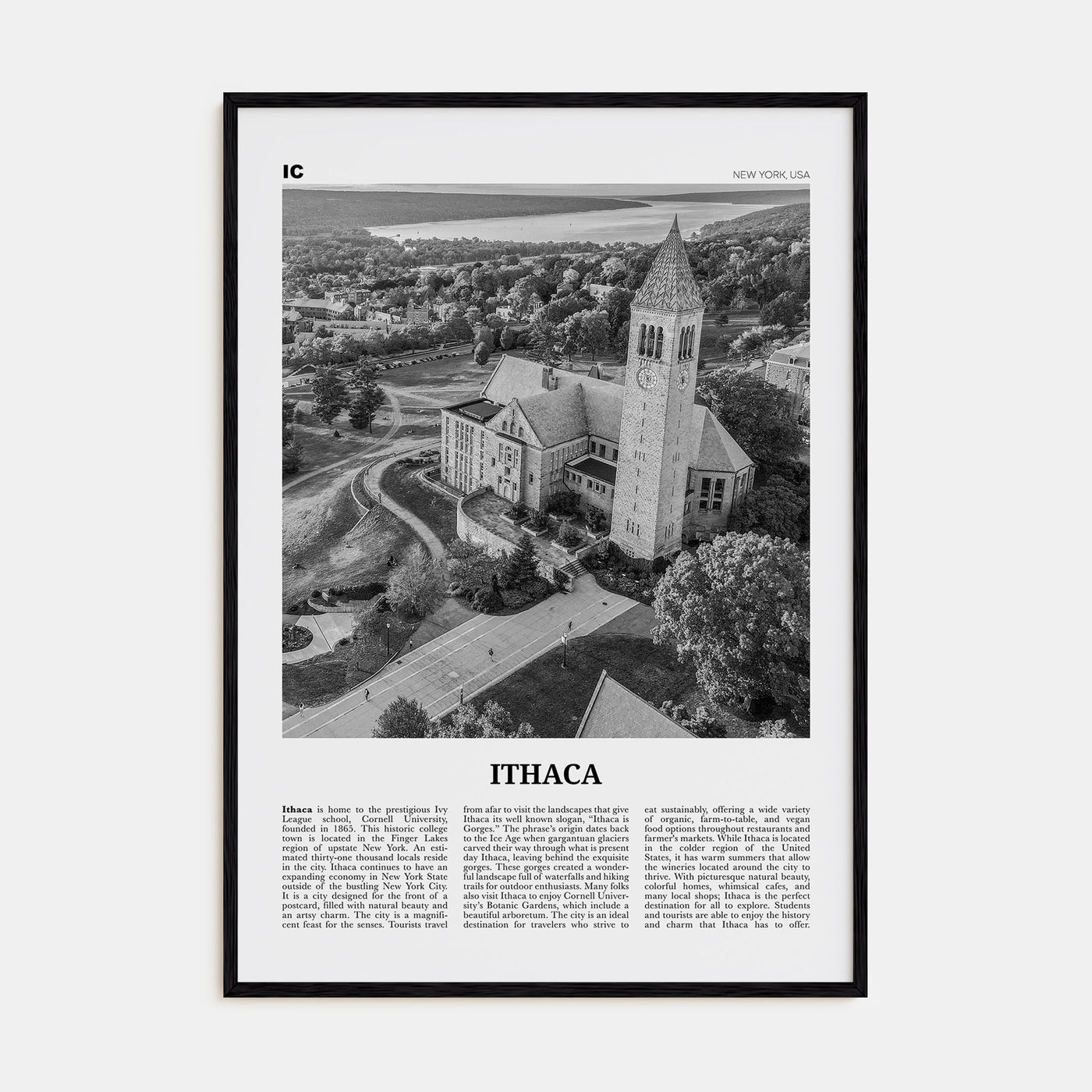 Ithaca Travel B&W Poster