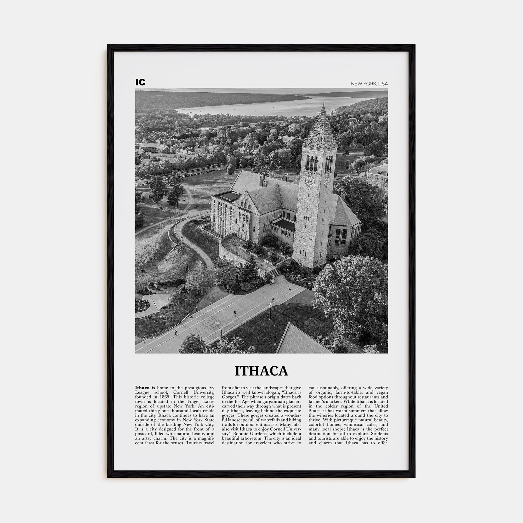 Ithaca Travel B&W Poster