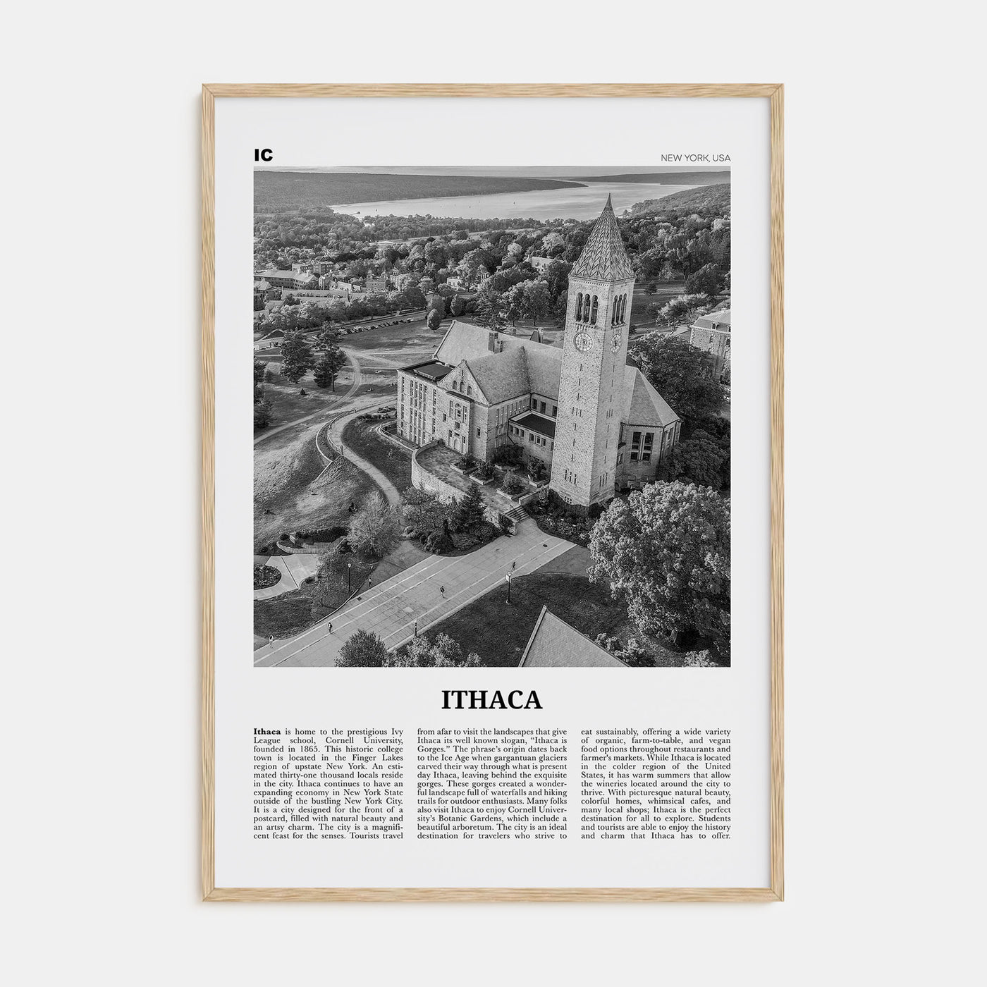 Ithaca Travel B&W Poster