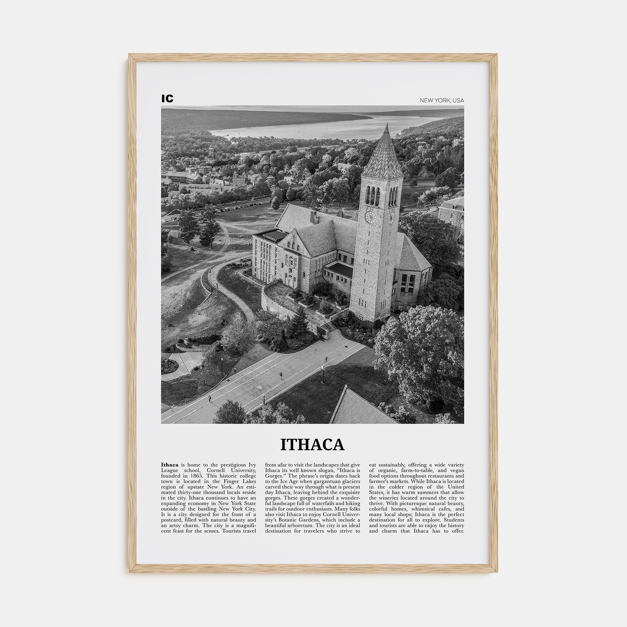 Ithaca Travel B&W Poster