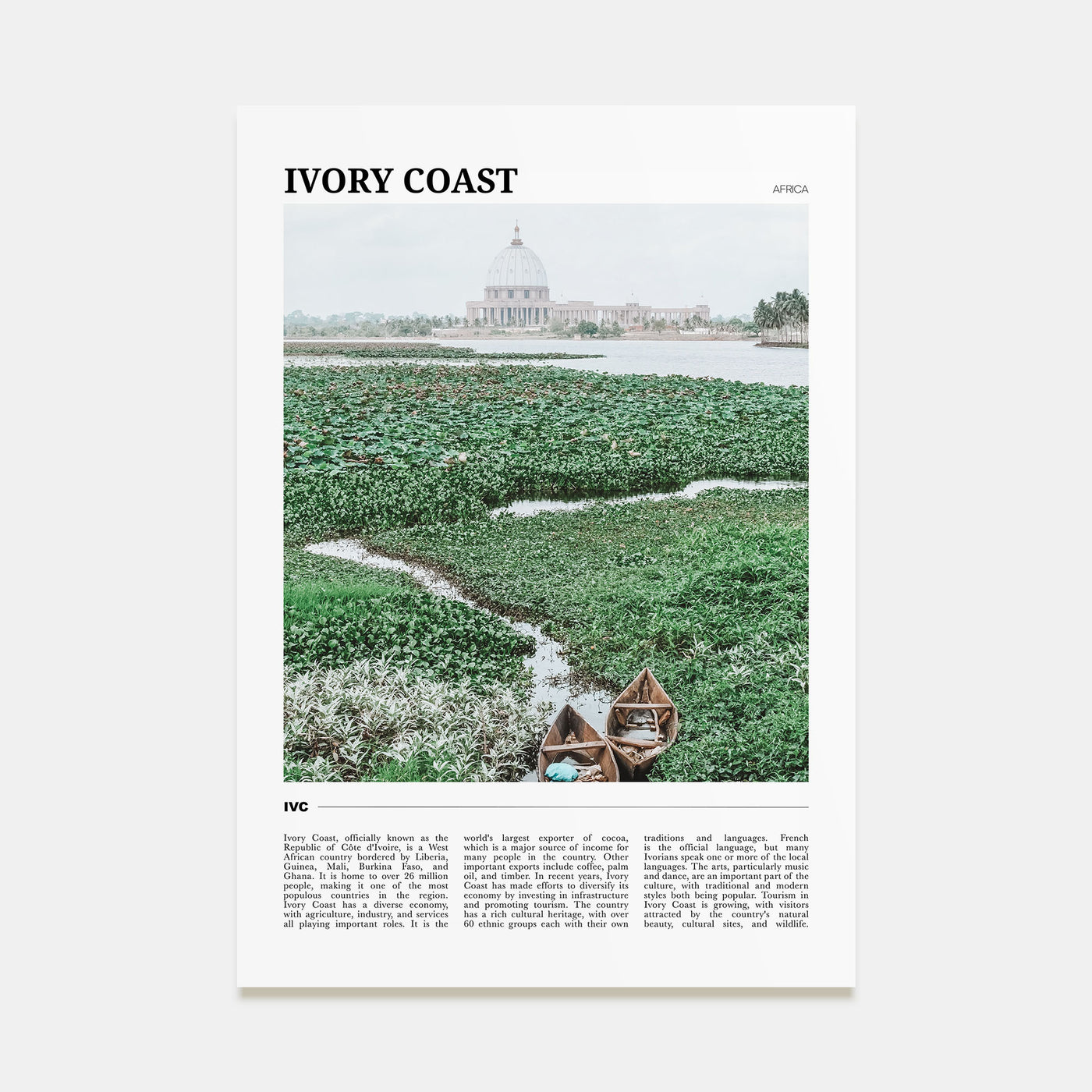 Ivory Coast Travel Color Poster