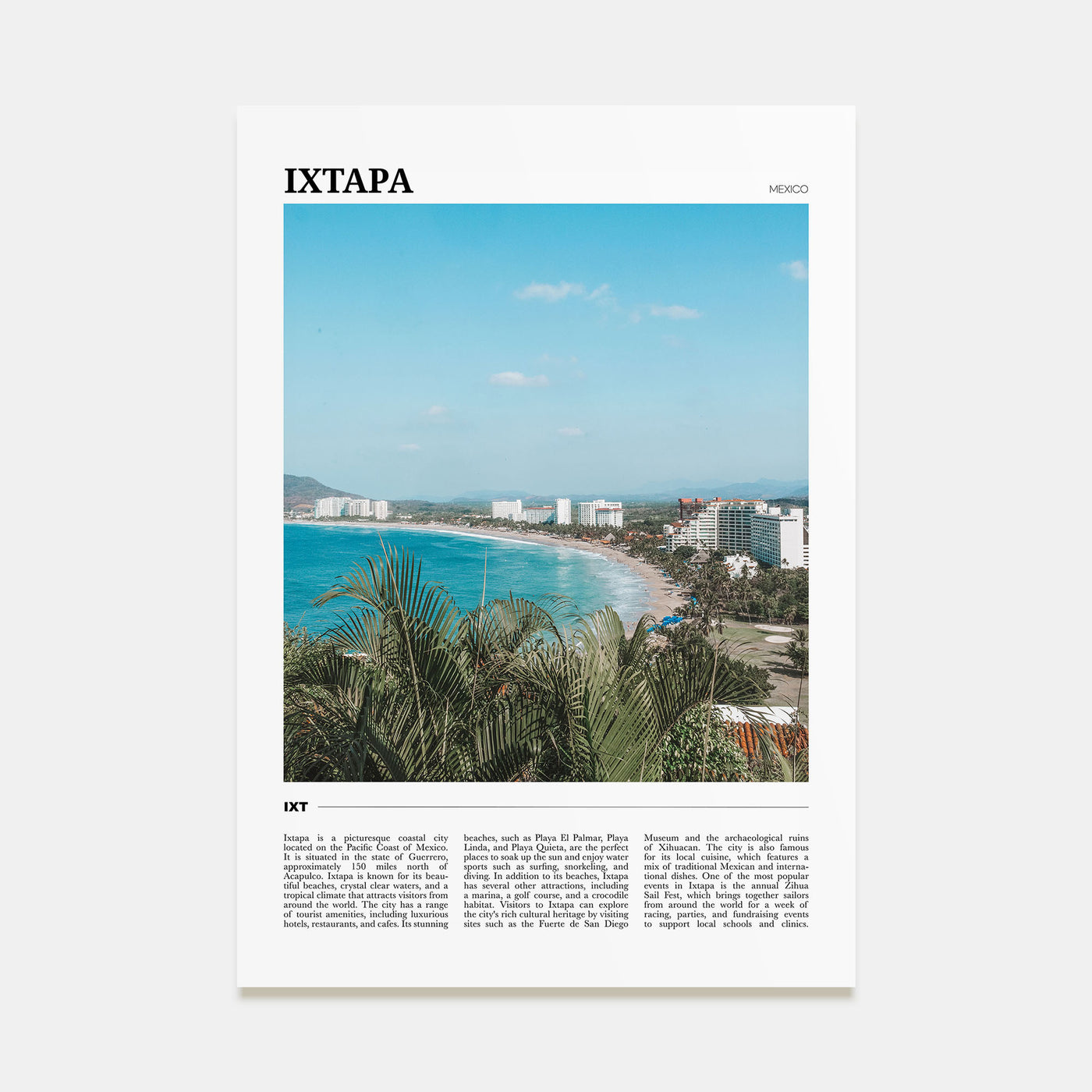 Ixtapa Travel Color Poster