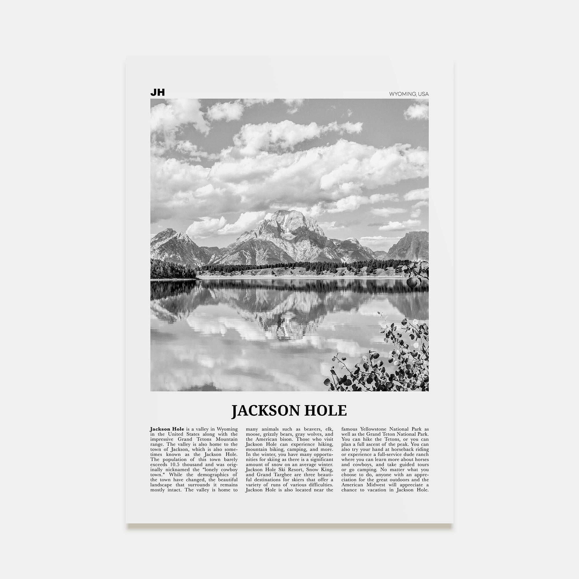 Jackson Hole Travel B&W Poster