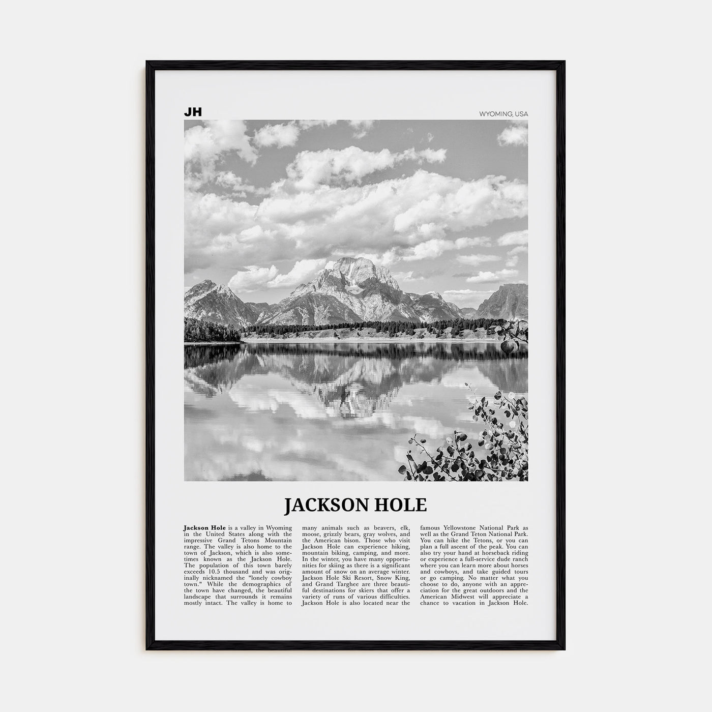 Jackson Hole Travel B&W Poster