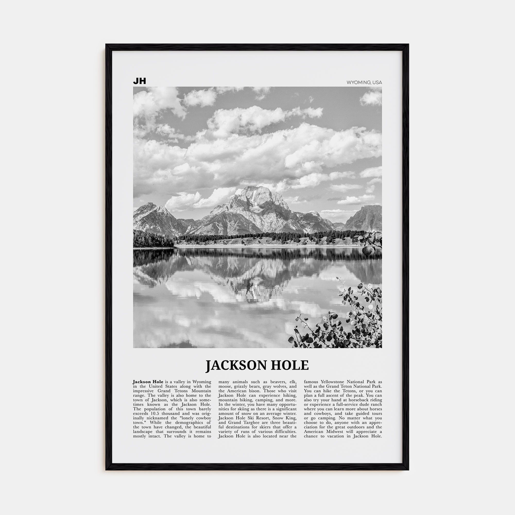 Jackson Hole Travel B&W Poster