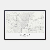 Jackson, Mississippi Map Landscape Poster