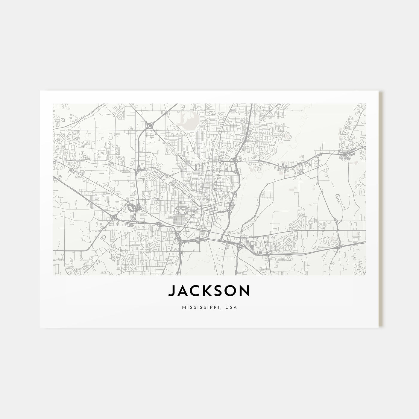 Jackson, Mississippi Map Landscape Poster