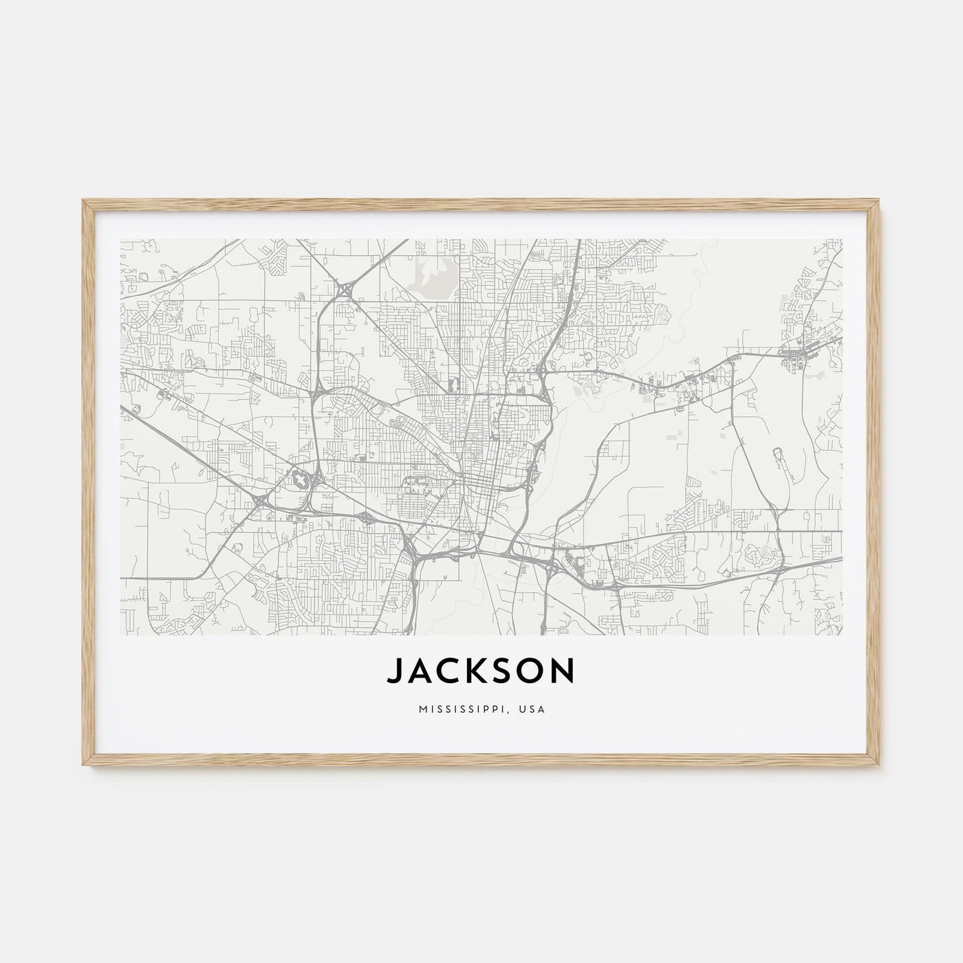Jackson, Mississippi Map Landscape Poster