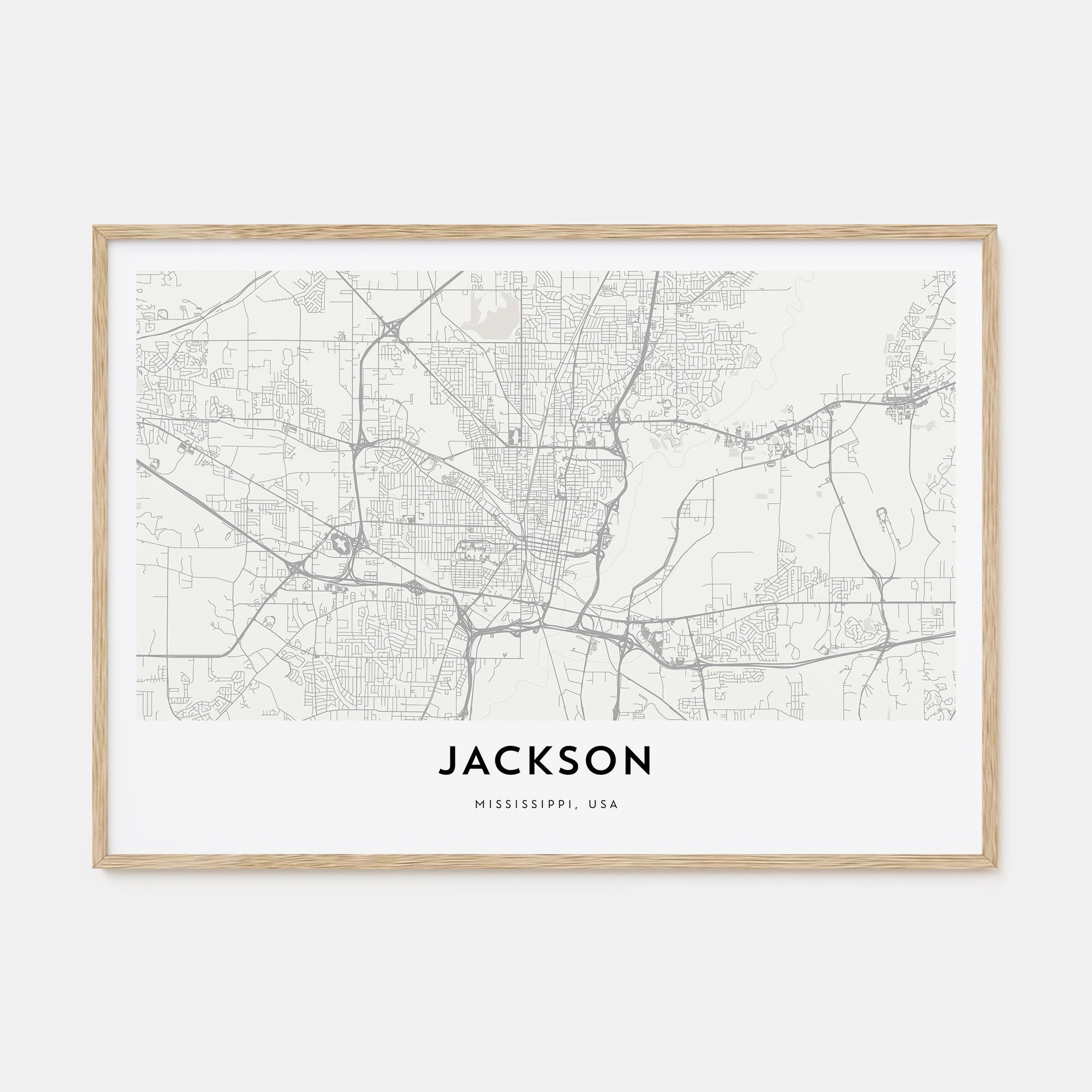 Jackson, Mississippi Map Landscape Poster