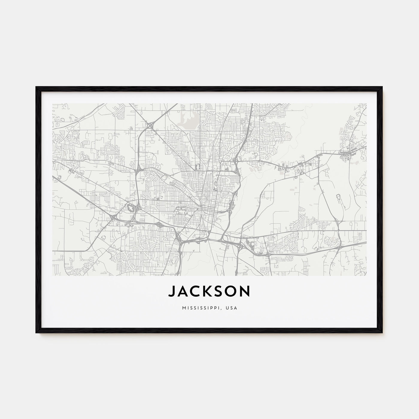 Jackson, Mississippi Map Landscape Poster