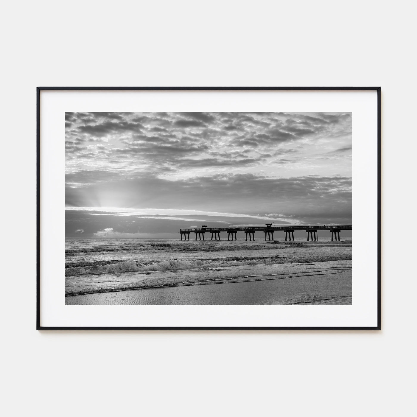 Jacksonville Beach Landscape B&W Poster
