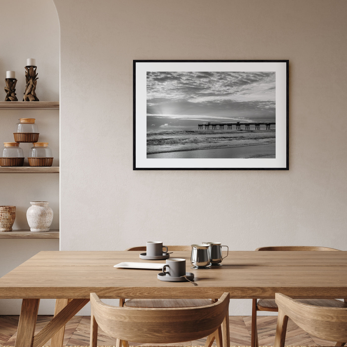 Jacksonville Beach Landscape B&W Poster