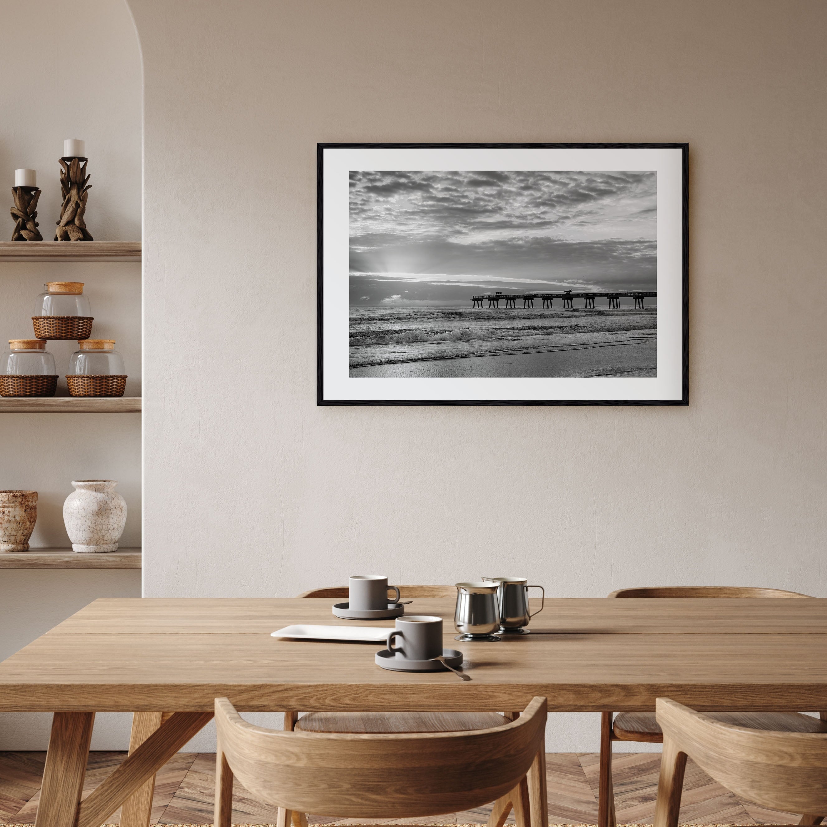 Jacksonville Beach Landscape B&W Poster