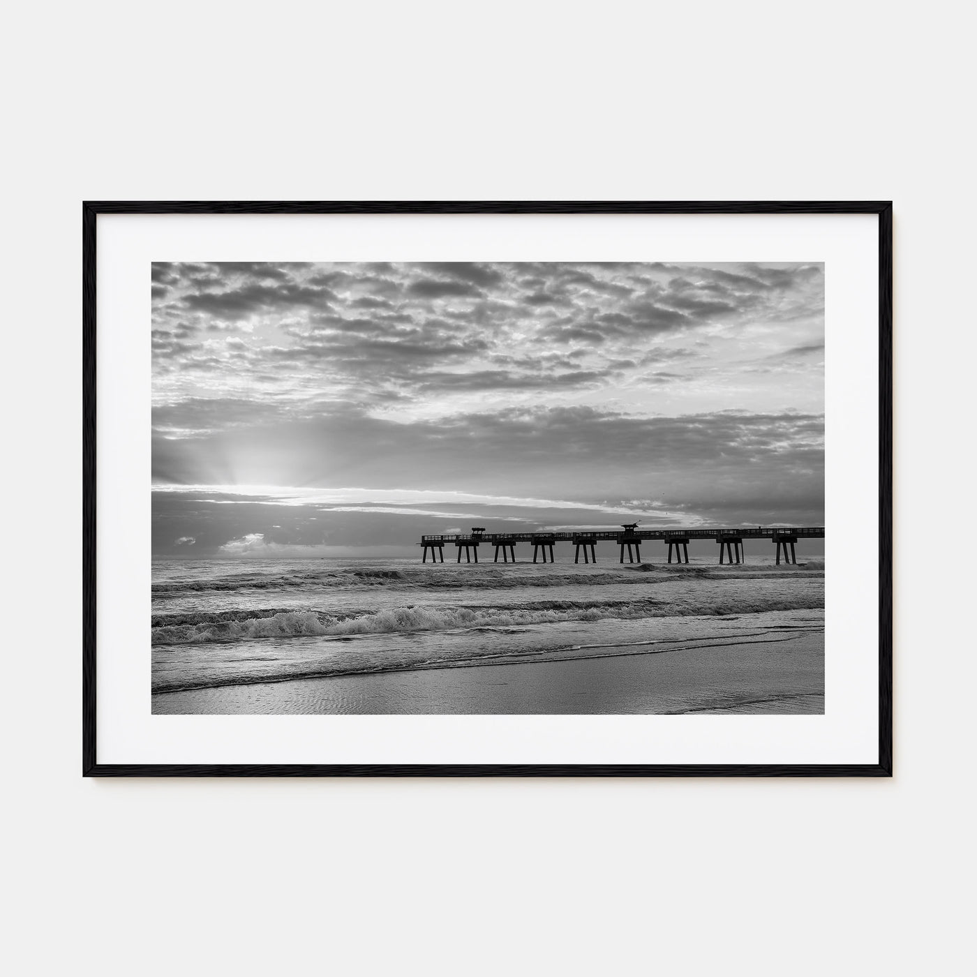 Jacksonville Beach Landscape B&W Poster