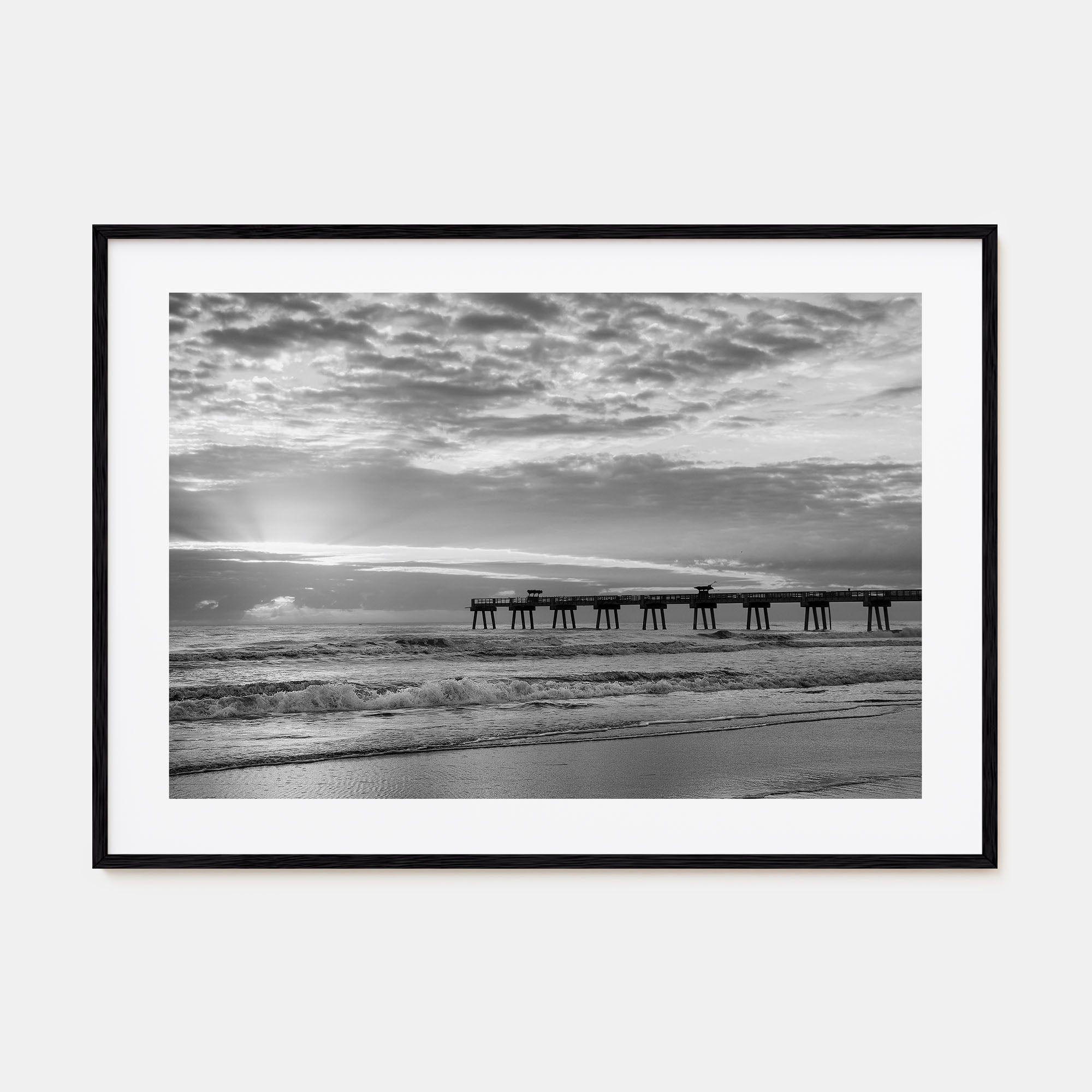 Jacksonville Beach Landscape B&W Poster