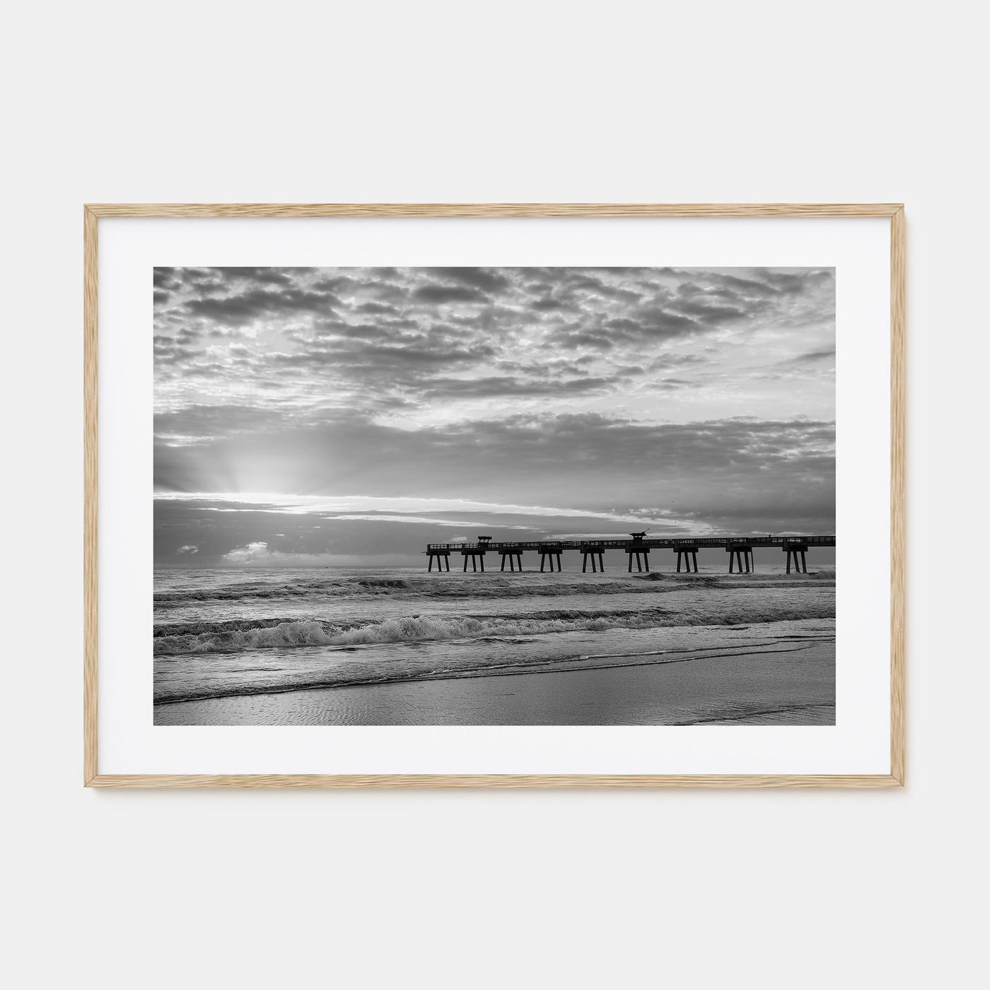 Jacksonville Beach Landscape B&W Poster