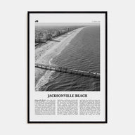 Jacksonville Beach Travel B&W Poster